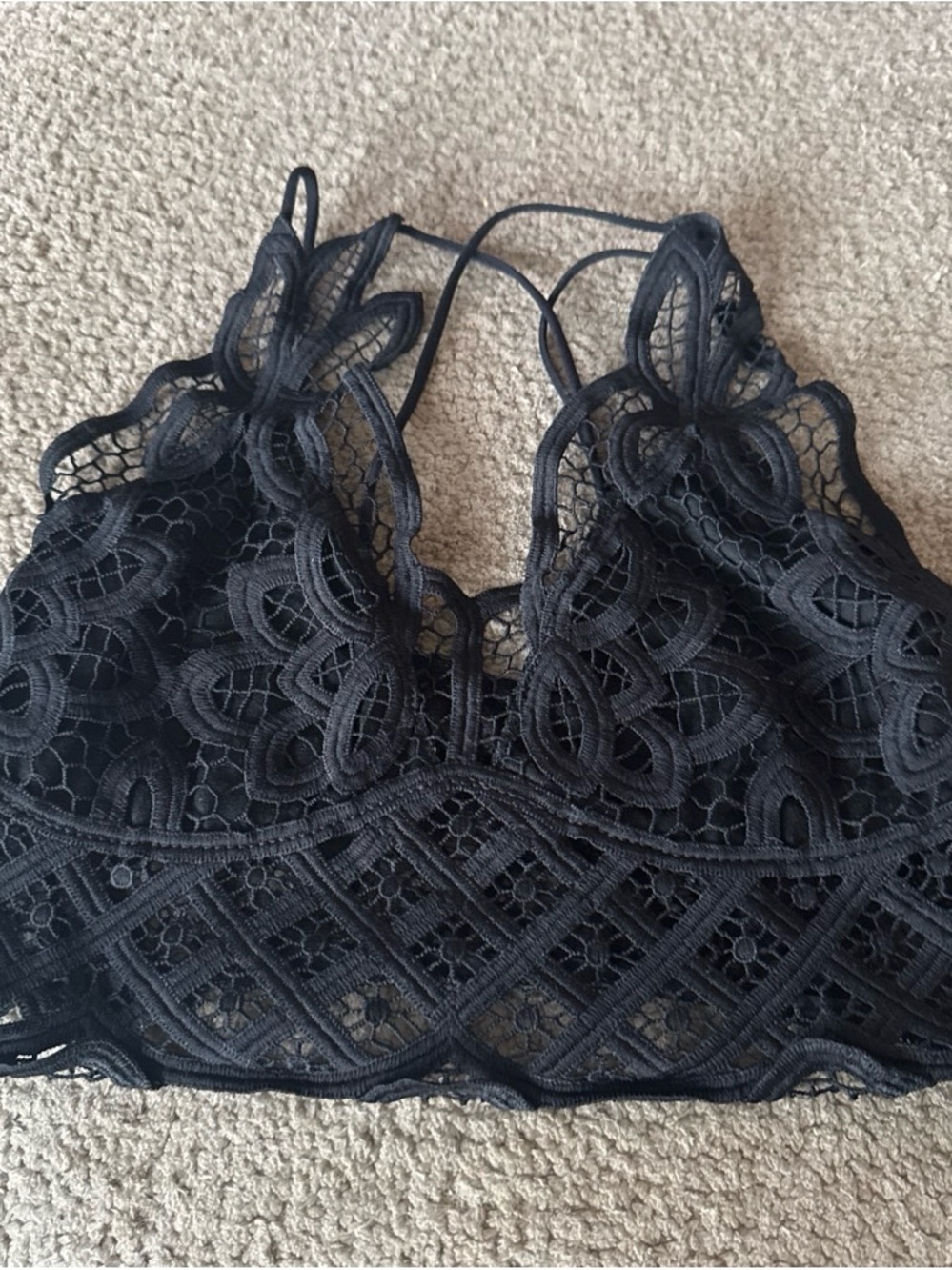Lace Bralette Halter Top - Black